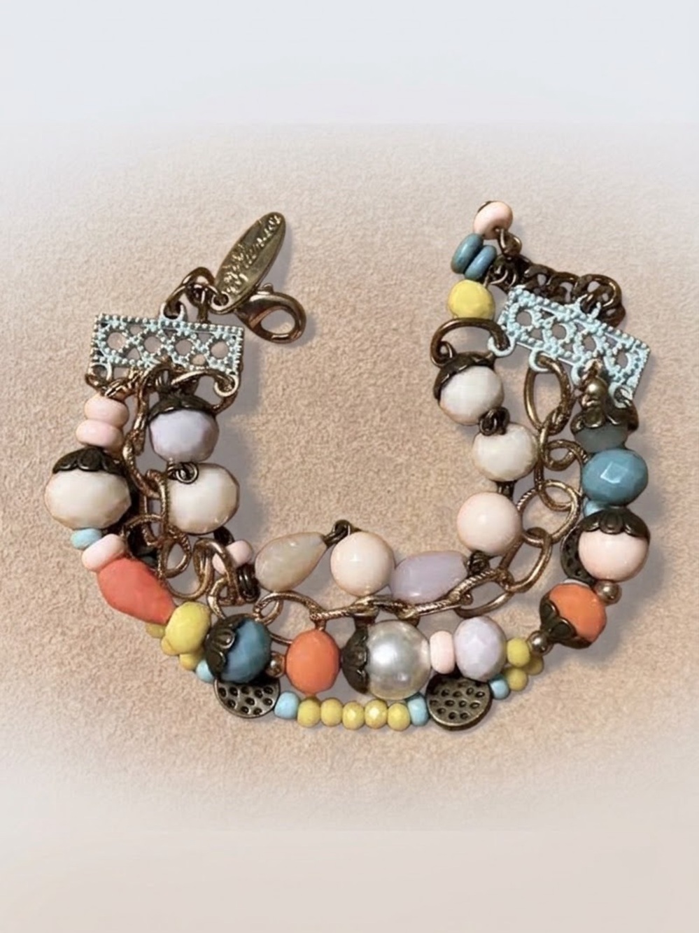 Plunder Sophia Pastel Colors Multi Strand Beaded Charm Bracelet